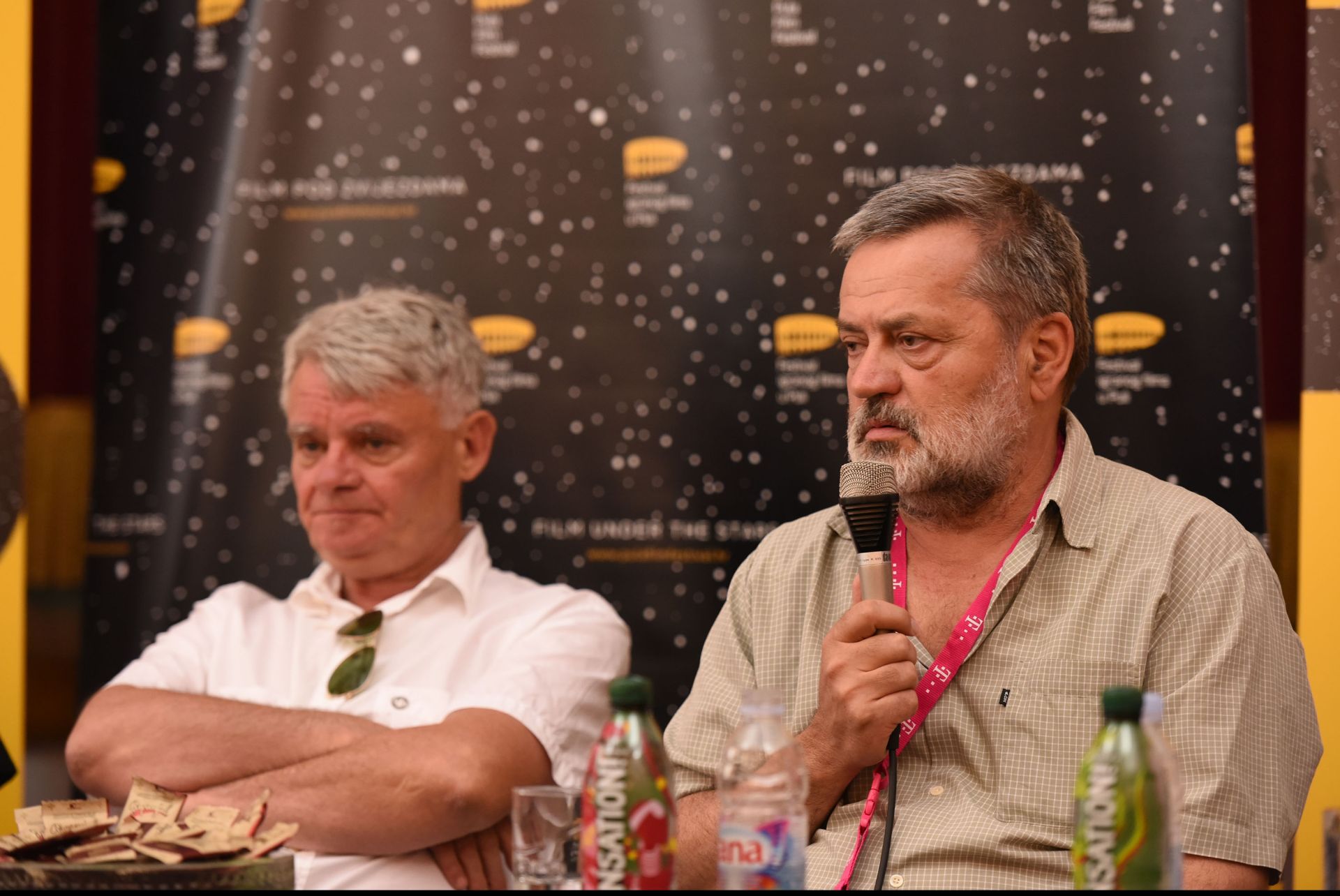 18.07.2015., Pula - Festivalski centar, konferencija za medije filmske ekipe Imena visnje, redatelja Branka Schmidta. Ivo Gregurevic, Branko Schmidt.
Photo: Dusko Marusic/PIXSELL