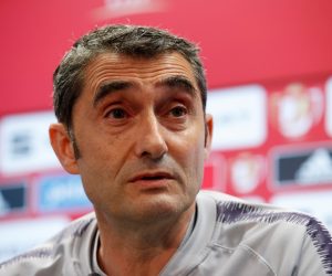 FILE PHOTO: Barcelona coach Ernesto Valverde speaks during a press conference, Barcelona, Spain , May 24, 2019 FILE PHOTO: Barcelona coach Ernesto Valverde speaks during a press conference, Barcelona, Spain , May 24, 2019. REUTERS/Albert Gea/File Photo Albert Gea