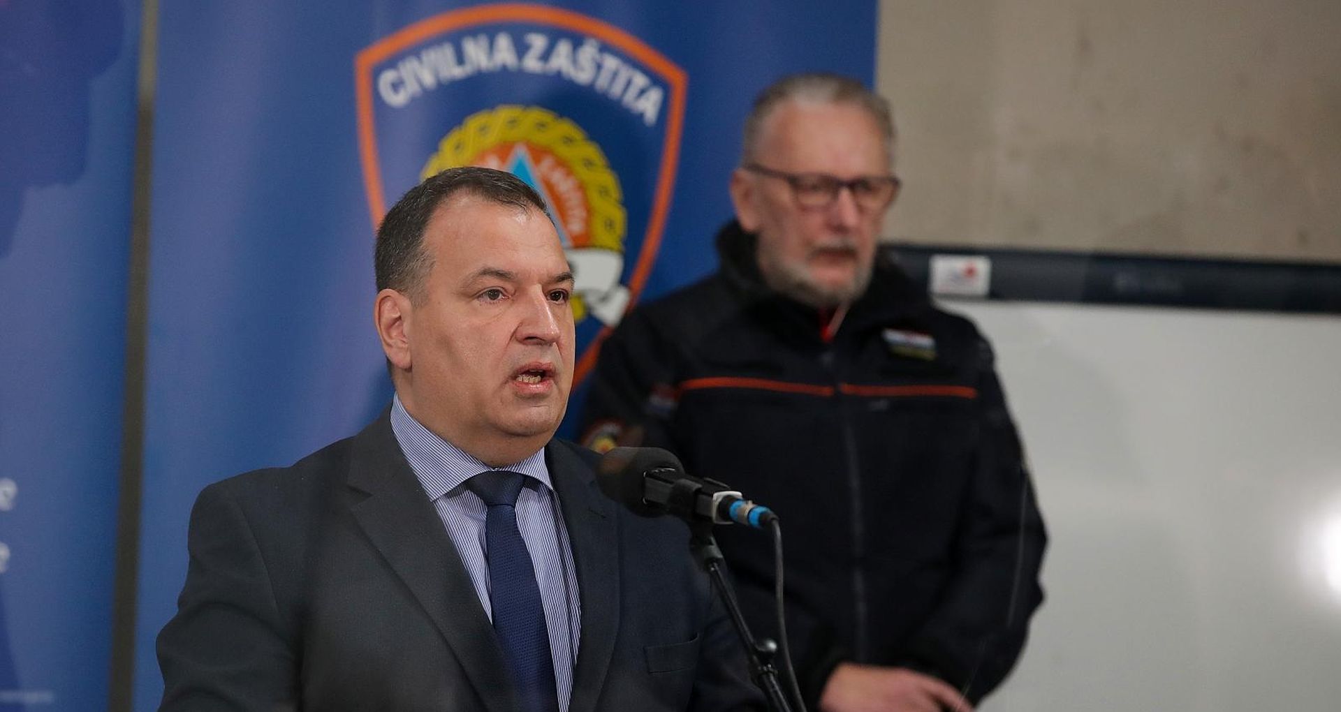 28.03.2020., Zagreb - Konferencija za medije Nacionalnog stozera civilne zastite oko korona virusa odrzana je u Ravnateljstvu civilne zastite. Davor Bozinovic, Vili Beros. 
Photo: Goran Stanzl/PIXSELL