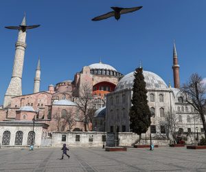 epa08522626 (FILE) - A view of the Hagia Sophia Museum in Istanbul, Turkey, 20 March 2020 (reissued 02 July 2020). According to media reports, a Turkish court delayed the decision on whether the 1,500 year old Unesco World Heritage site Hagia Sophia can be converted into a mosque, Turkey's President Erdogan called for.  EPA/SEDAT SUNA *** Local Caption *** 55968877