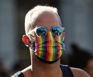 Participants attend the "Pride Ride 2020" ahead of parliamentary elections A participant wearing a rainbow flag mask attends the "Pride Ride 2020" ahead of parliamentary elections, amid the spread of the coronavirus disease (COVID-19), in Zagreb, Croatia, July 4, 2020. REUTERS/Marko Djurica MARKO DJURICA