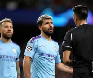 01.10.2019., stadion Etihad, Manchester, Engleska - UEFA Lige prvaka, skupina C, 2. kolo, Manchester City - GNK Dinamo. Sergio Aguero, sudac Serdar Gozubuyuk
Photo: Igor Kralj/PIXSELL