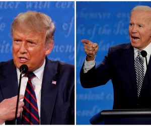 FILE PHOTO: A combination picture shows U.S. President Donald Trump and Democratic presidential nominee Joe Biden during the first 2020 presidential campaign debate, in Cleveland FILE PHOTO: A combination picture shows U.S. President Donald Trump and Democratic presidential nominee Joe Biden speaking during the first 2020 presidential campaign debate, held on the campus of the Cleveland Clinic at Case Western Reserve University in Cleveland, Ohio, U.S., September 29, 2020. REUTERS/Brian Snyder/File Photo BRIAN SNYDER