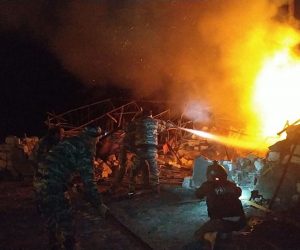 epa08769428 A handout photo made available by the  Armenian Foreign Ministry shows firefighters extinguishing a fire after an Azerbeijani shelling in the city of Stepanakert in the self-proclaimed Nagorno-Karabakh Republic, 23 October 2020. Both sides accuse each other of breaking various ceasefire agreements. Armed clashes erupted on 27 September 2020 in the simmering territorial conflict between Azerbaijan and Armenia over the Nagorno-Karabakh territory along the contact line of the self-proclaimed Nagorno-Karabakh Republic (also known as Artsakh).  EPA/Davit Ghahramanyan / Armenian Foreign Ministry / HANDOUT  HANDOUT EDITORIAL USE ONLY/NO SALES