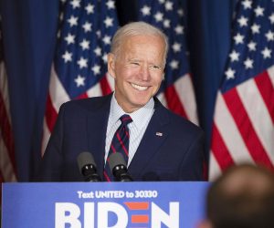 epa08802769 (FILE) - Democratic candidate for United States President, Former Vice President Joe Biden, smiles as he prepares to make a speech during a campaign stop at the Governor's Inn in Rochester, New Hampshire, USA, 09 October 2019 (reissued 06 November 2020). According to media reports citing election officials, Biden has taken the lead in Pennsylvania. An official win of the state would push Biden over the 270 electoral votes necessary to become the 46th President of the United States. *** Local Caption *** 55537332  EPA/CJ GUNTHER *** Local Caption *** 55537332