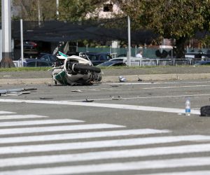 26.09.2019., Zagreb - Prometna nesreca vojnog motociklista na krizanju ulice Avenije Veceslava Holjevca i Ulice Savezne Republike Njemacke. 
Photo: Matija Habljak/PIXSELL