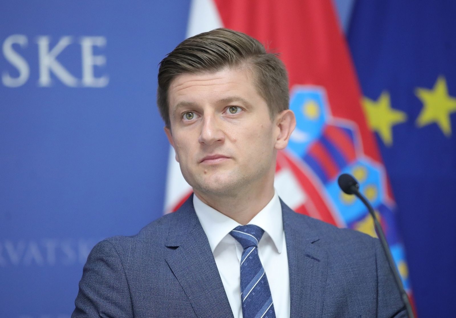 09.09.2021., Zagreb - Banski dvori. Predsjednik Vlade Andrej Plenkovic primio je ministra financija Irske i predsjednika Eurogrupe Paschala Donohoea. Izjave za medije nakon sastanka ministra Zdravka Marica i Paschala Donohoea. Photo: Sanjin Strukic/PIXSELL