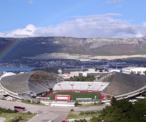 16.02.2022., Split - Stadion na Poljudu zbog kratkotrajne kise na trenutak uljepsala duga. Photo: Ivo Cagalj/PIXSELL