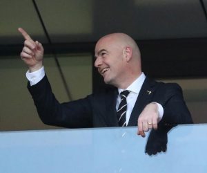 11.07.2018.., stadion Luznjiki, Moskva, Rusija - Svjetsko nogometno prvenstvo 2018., polufinale, Hrvatska - Engleska. Gianni Infantino , Andrej Plenkovic. Photo: Igor Kralj/PIXSELL