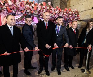 21.03.2022., Split - Svecano je otvoren praznik cvijeca u Dioklecijanovim podrumima.
Simon Ogrizek, Ivica Puljak, Vilim Bujevic, Antonio Kuzmanic, Marijana Puljak
  Photo: Miroslav Lelas/PIXSELL