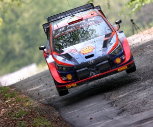 Okić, 21.04.2022 - Thierry Neuville iz Belgije i njegov suvozač Martijn Wydaeghe iz Belgije u njihovom Hyundai i20 N Rally 1 automobilu tijekom shakedown utrke WRC Croatia Rally 2022 u blizini Okića.
foto HINA/ Damir SENČAR/ ds