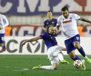 12.03.2022., stadion Poljud, Split - Hrvatski Telekom Prva liga, 27. kolo, HNK Hajduk - GNK Dinamo. Josip Misic i Marko Livaja.
  Photo: Miroslav Lelas/PIXSELL