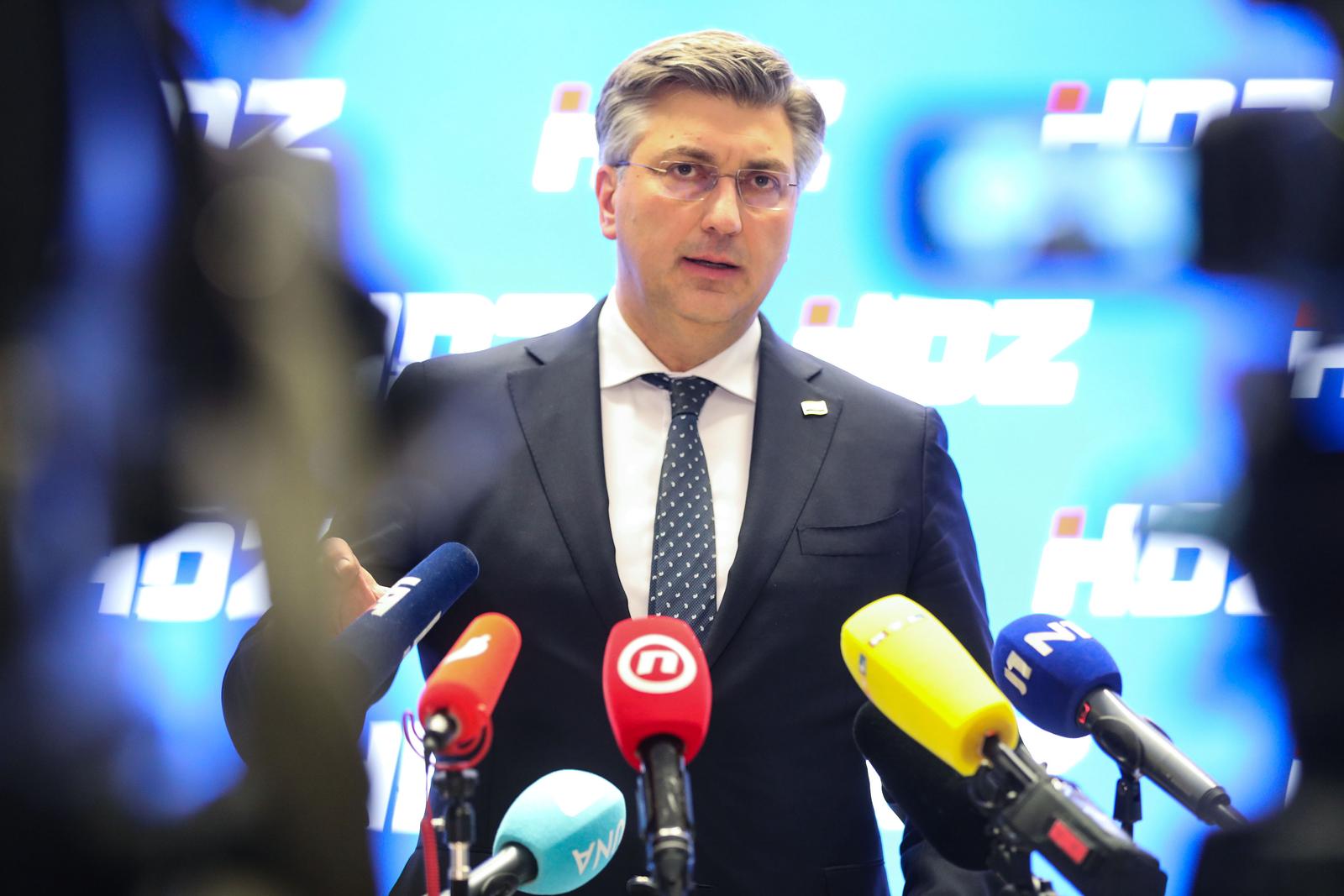 21.3.2022., Zagreb - Zajednicka sjednica Predsjednistva i Nacionalnog vijeca HDZ-a nakon koje je izjave za medije dao premijer Andrej Plenkovic.
 Photo: Marin Tironi/PIXSELL