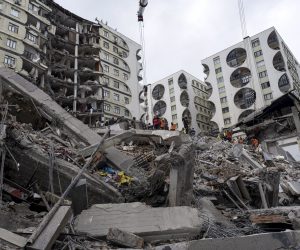 epa10451121 Emergency personnel search for victims at the site of a collapsed building after an earthquake in Diyarbakir, southeast of Turkey, 06 February 2023. According to the US Geological Service, an earthquake with a preliminary magnitude of 7.8 struck southern Turkey close to the Syrian border. The earthquake caused buildings to collapse and sent shockwaves over northwest Syria, Cyprus, and Lebanon. Hundreds of people have died and more than seven thousand have been injured in Turkey, according to AFAD, Turkish Disaster and Emergency Management Presidency.  EPA/REFIK TEKIN