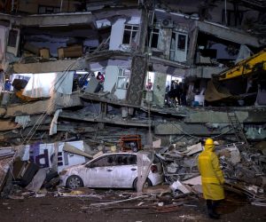 epa10452220 Emergency personnel search for survivors at the site of a collapsed building following an earthquake in Diyarbakir, Turkey, 06 February 2023 (issued 07 February 2023). More than 4,000 people were killed and thousands more injured after a major 7.8 magnitude earthquake struck southern Turkey and northern Syria on 06 February. Authorities fear the death toll will keep climbing as rescuers look for survivors across the region.  EPA/REFIK TEKIN