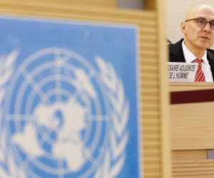 epa10494826 U.N. High Commissioner for Human Rights Volker Tuerk, attends at the Panel discussion on the death penalty, during the 52nd session of the Human Rights Council, at the European headquarters of the United Nations in Geneva, Switzerland, 28 February 2023.  EPA/SALVATORE DI NOLFI