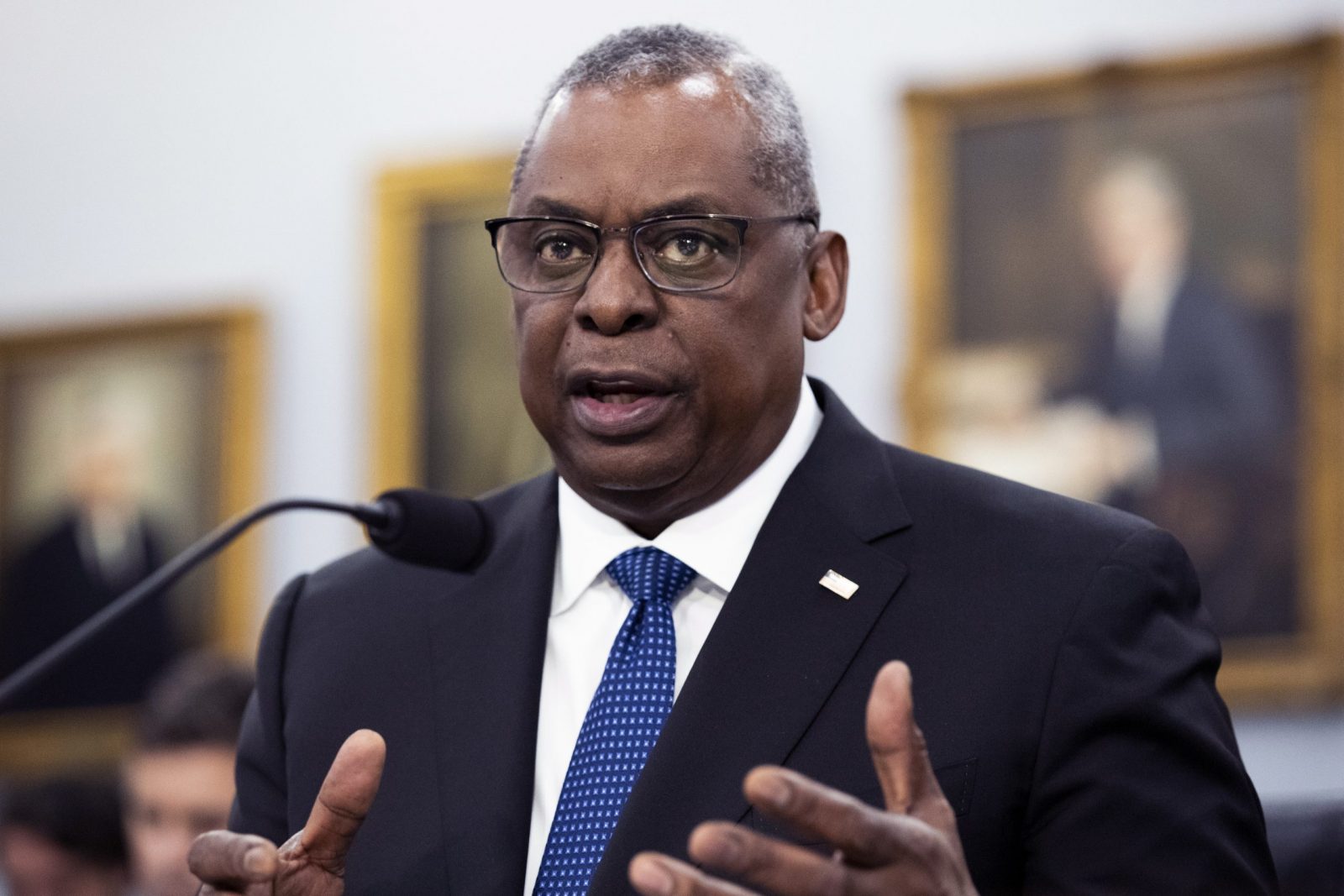 epa10538999 US Defense Secretary Lloyd Austin appears before the House Appropriations subcommittee hearing on the fiscal year 2024 budget request for the US Department of Defense, on Capitol Hill in Washington, DC, USA, 23 March 2023. During the hearing US Defense Secretary Lloyd Austin and Chairman of the Joint Chiefs of Staff General Mark Milley discussed the rising Chinese military and the ongoing Russian invasion of Ukraine.  EPA/MICHAEL REYNOLDS