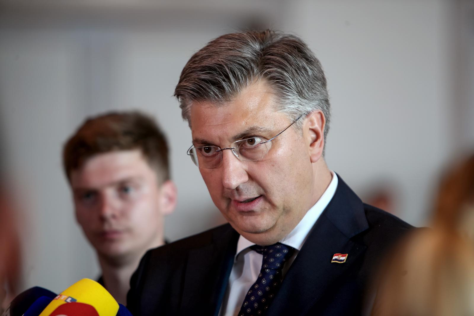 18.04.2023., Punta Skala - Povodom Dana Zadarske zupanije u Multifunkcionalnoj dvorani Ventus odrzana je svecana sjednica Zupanijske skupstine. Premijer Andrej Plenkovic Photo: Sime Zelic/PIXSELL