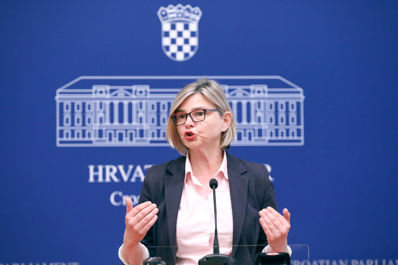 07.06.2023., Zagreb - Na konferenciji za medije odrzanoj u Saboru o aktualnim temema govorila je Sandra Bencic. Photo: Patrik Macek/PIXSELL