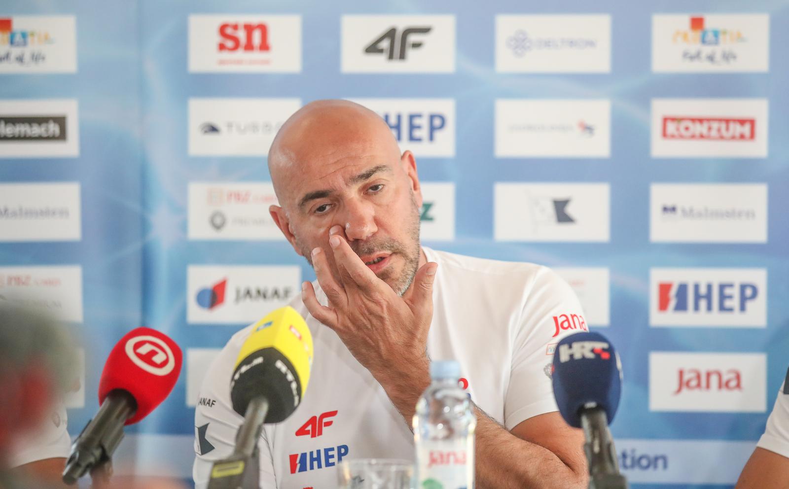 02.07.2023., Zagreb - Konferencija za medije na kojoj je izbornik Tucak predstavio 16-toricu igraca s kojima putuje na posljednje pripreme u SAD uoci odlaska na Svjetsko prvenstvo. 
 
 Photo: Slavko Midzor/PIXSELL