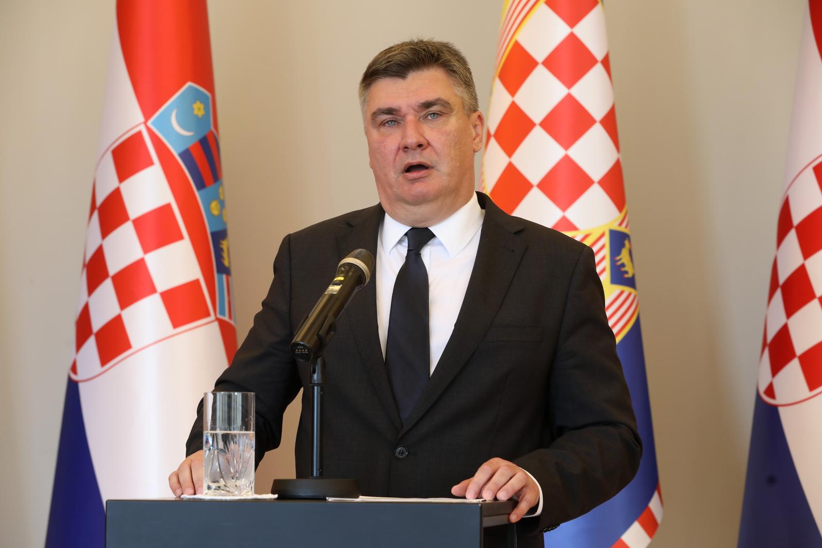 04.07.2023.,Zagreb - Predsjednik Republike Hrvatske Zoran Milanović odrzao je  konferenciju za medije Photo: Robert Anic/PIXSELL