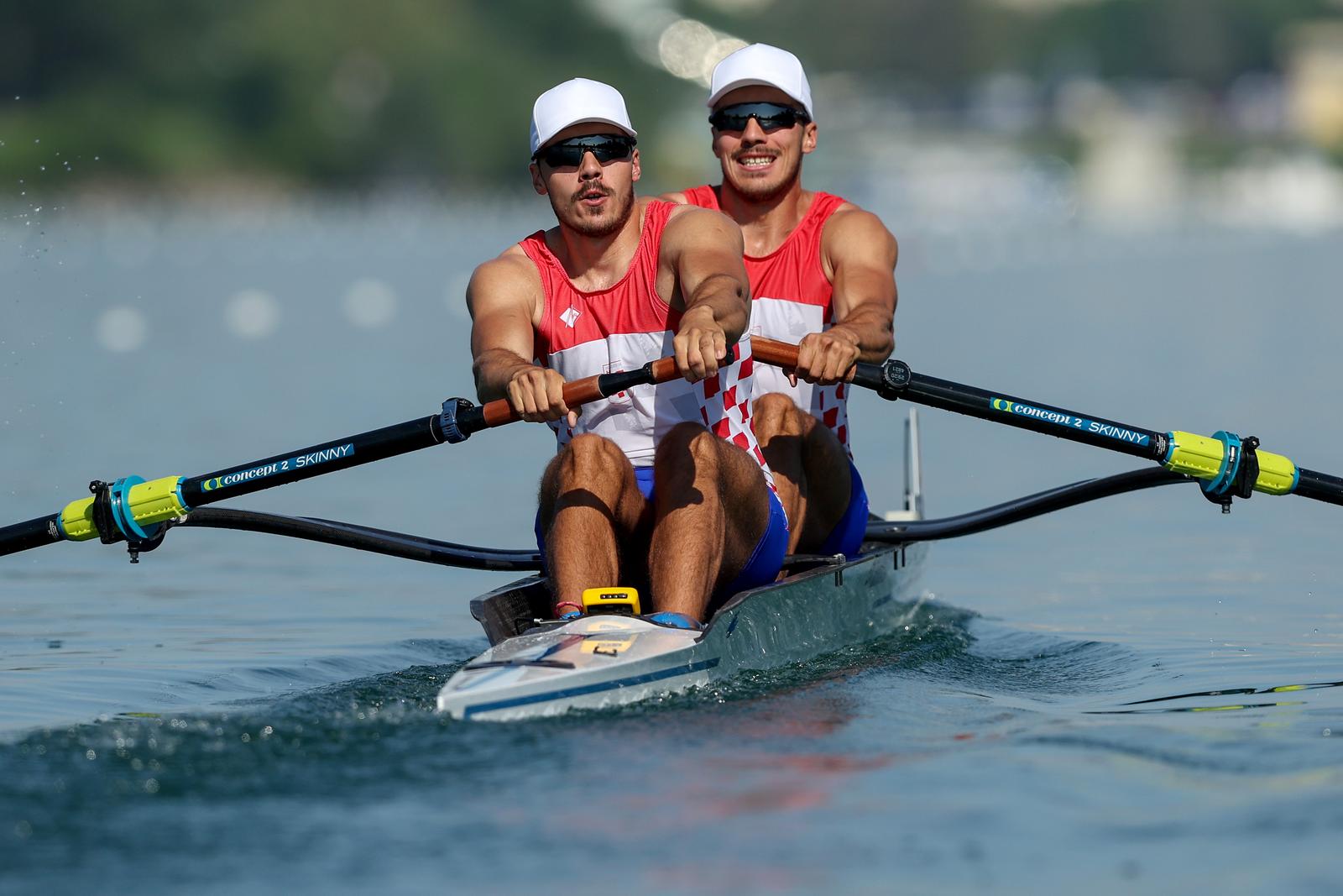 05.05.2023., Zagreb, SRC Jarun - Svjetski veslački kup 2023. Patrik Loncaric, Anton Loncaric, dvojac bez kormilara, Hrvatska. Photo: Igor Kralj/PIXSELL