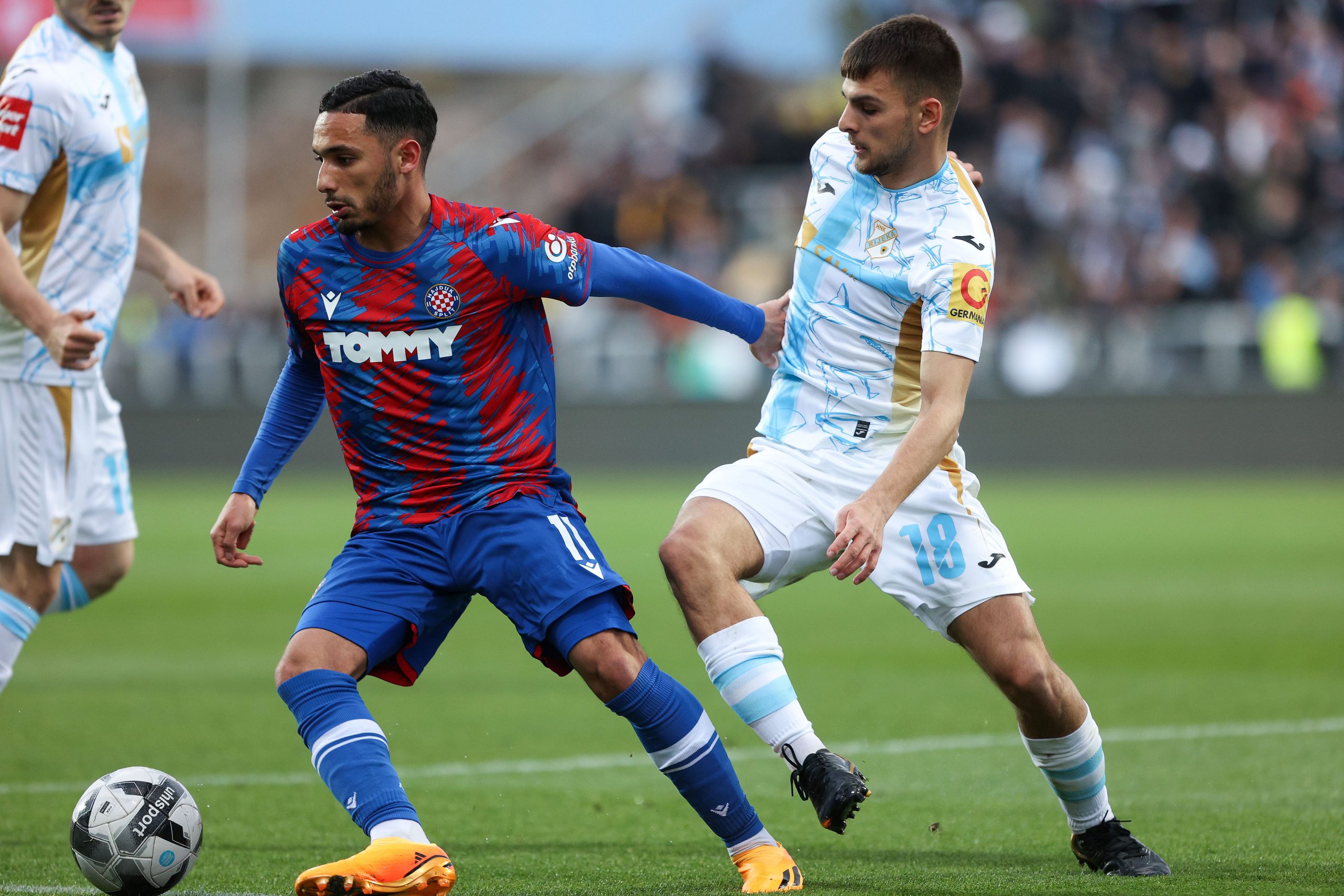 16.04.2023.,Rijeka - SuperSport Prva HNL,29. kolo ,Rijeka - Hajduk.Yassine Otmane, Selahi Lindon Photo: Nel Pavletic/PIXSELL