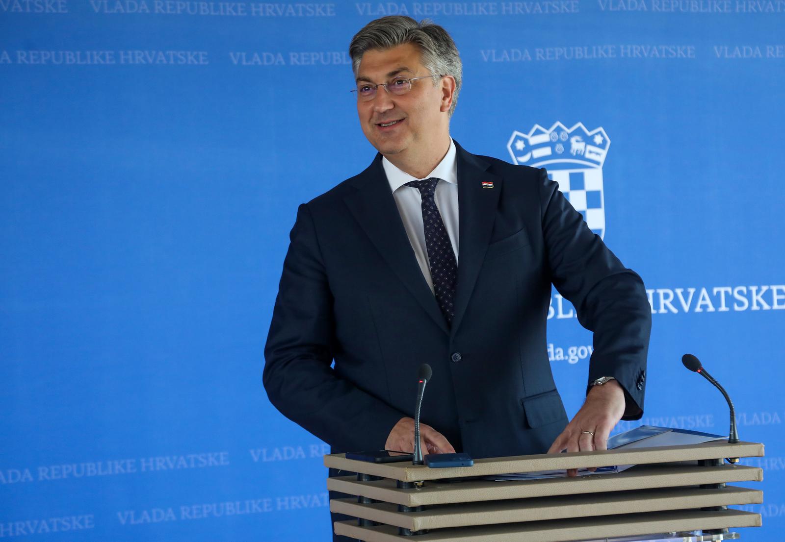 27.07.2023., Zagreb - Nakon sjednice Vlade premijer Andrej Plenkovic dao je izjavu za medije Photo: Zeljko Hladika/PIXSELL