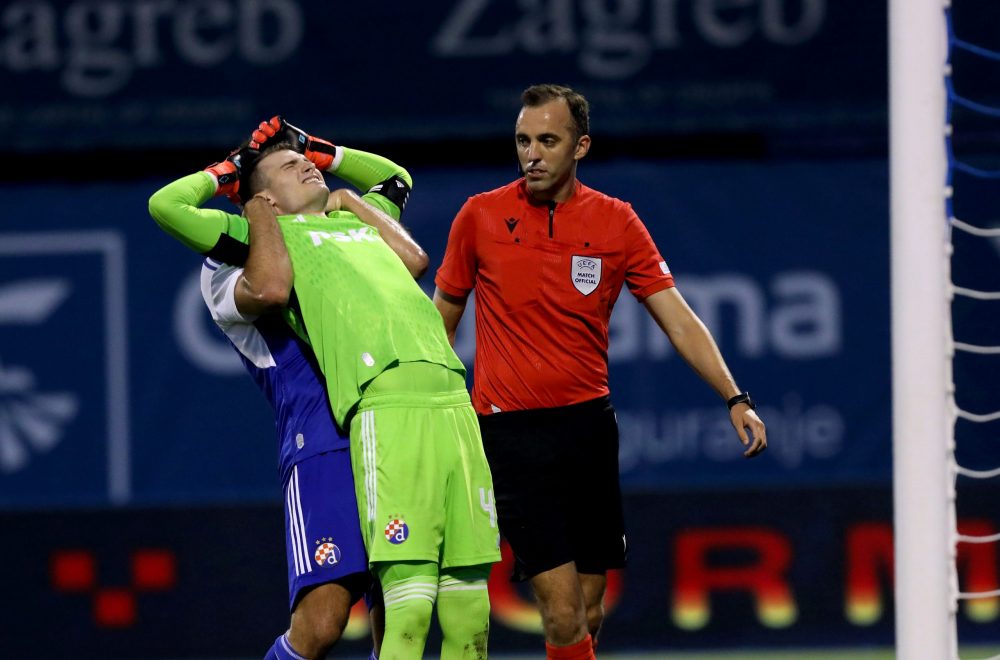 Zagreb, 15.8.2023.- Prva utakmica 3. pretkola nogometne Lige prvaka Dinamo Zagreb - AEK na stadionu Maksimir. Na fotografiji Dominik Livaković. foto HINA/ Daniel KASAP/ ua