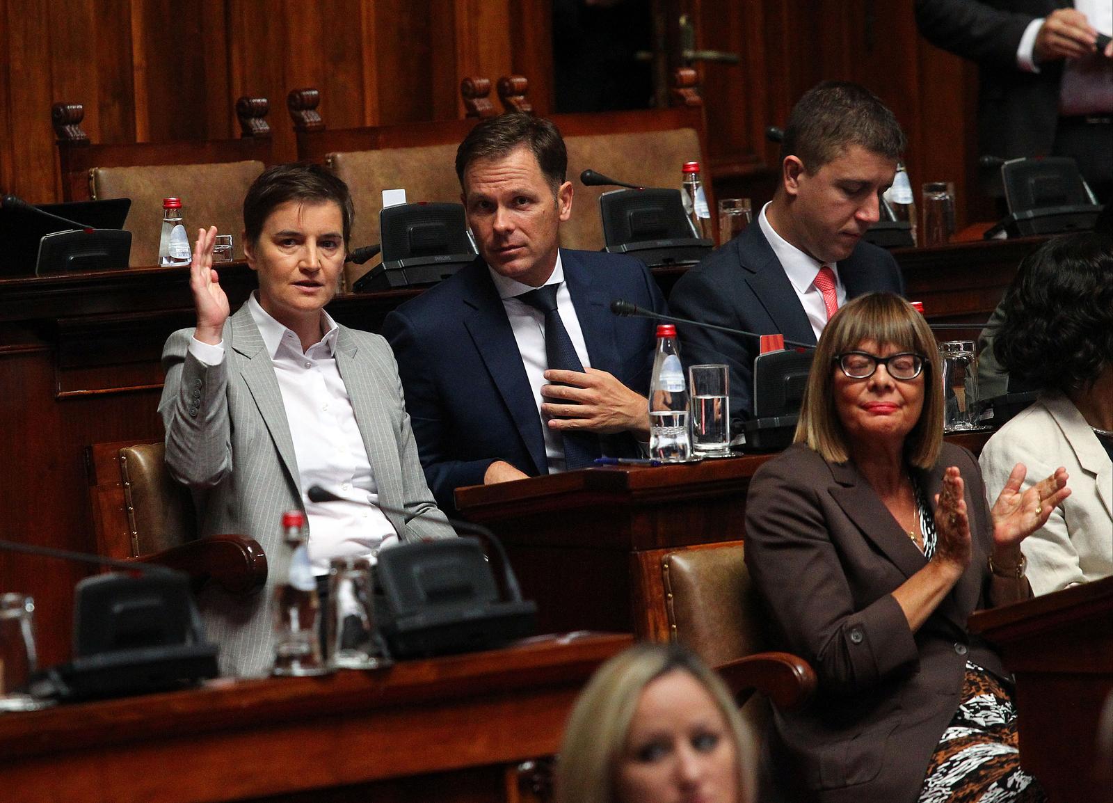 09, September, 2023, Belgrade - The fifth extraordinary session of the National Assembly of the Republic of Serbia in the Thirteenth convocation was held in the House of the National Assembly. Ana Brnabic, Sinisa Mali. Photo: A. K./ATAImages.

04, septembar, 2023,  - Peto vanredno zasedanje Narodne skupstine Republike Srbije u Trinaestom sazivu odrzano je u Domu Narodne skupstine. . Photo: A. K./ATAImages. Photo: A. K./ATAImages/PIXSELL