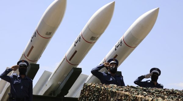 epa10874476 Missiles are on display during a military parade commemorating the 9th anniversary of seizure of northern Yemen, in Sana'a, Yemen, 21 September 2023. Tens of thousands of Yemeni troops loyal to the Houthis (officially called Ansar Allah Movement) and hundreds of military vehicles equipped with missiles and other weapons took part in a military parade to mark the 9th anniversary of the Houthis' takeover of northern Yemen. The Houthis took control on the capital Sana'a and the northern parts of the war-ravaged Arab country on 21 September 2014 and forced the Saudi-backed Yemeni government to flee into exile, sparking a full-blown war in March 2015 when the Saudi-led coalition launched a military operation against the Houthis and controlled the country's airspace for restoring the government to power. The war ceased on 02 April 2022 as a UN-brokered truce entered into effect.  EPA/YAHYA ARHAB