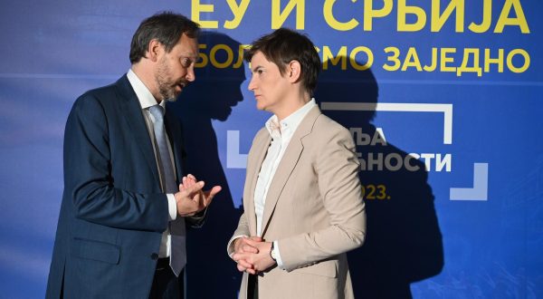 20, June, 2023, Belgrade - On the eve of the beginning of the EU Week of Opportunities, the Delegation of the European Union in Serbia organized a formal reception in the town of Dvorani. Ana Brnabic, Emanuele Giaufret. Photo: Zoran Petrovic/ATAImages

20, jun, 2023, Beograd - Uoci pocetka EU nedelje mogucnosti, Delegacija Evropske unije u Srbiji  je organizovala svecani prijem u mst Dvorani.  Photo: Zoran Petrovic/ATAImages/PIXSELL