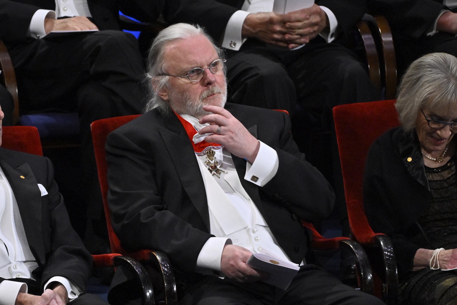 epa11021548 2023 Nobel laureate in Literature Jon Fosse during the Nobel Prize 2023 award ceremony at the Concert Hall in Stockholm, Sweden, 10 December 2023.  EPA/CLAUDIO BRESCIANI  SWEDEN OUT