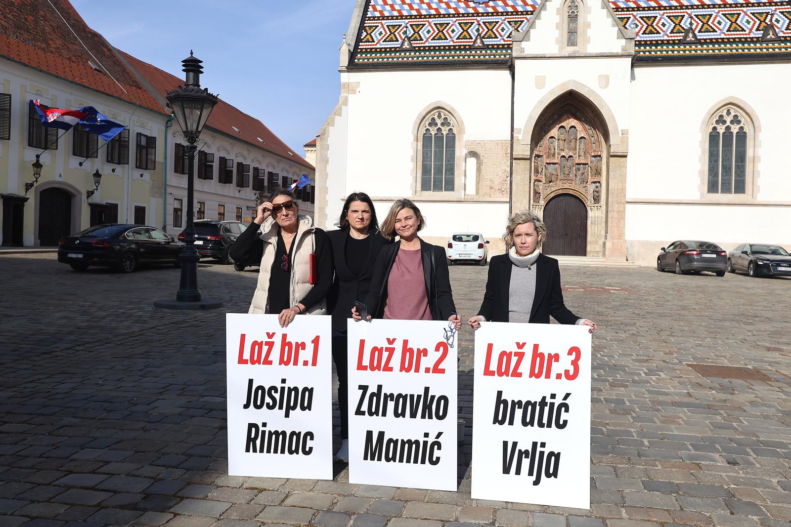 06.02.2024., Zagreb - Zastupnici stranke Mozemo odlucili su cijeli dan i noc provesti na Trgu svetog Marka cekajuci glasovanje o imenovanju Ivana Turudica Glavnim drzavnim odvjetnikom.
 Photo: Patrik Macek/PIXSELL