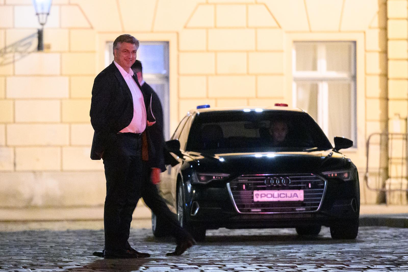 29.04.2024., Zagreb - Andrej Plenkovic odlazi iz Banskih dvora nakon sastanka s Domovinskim pokretom. Photo: Davor Puklavec/PIXSELL