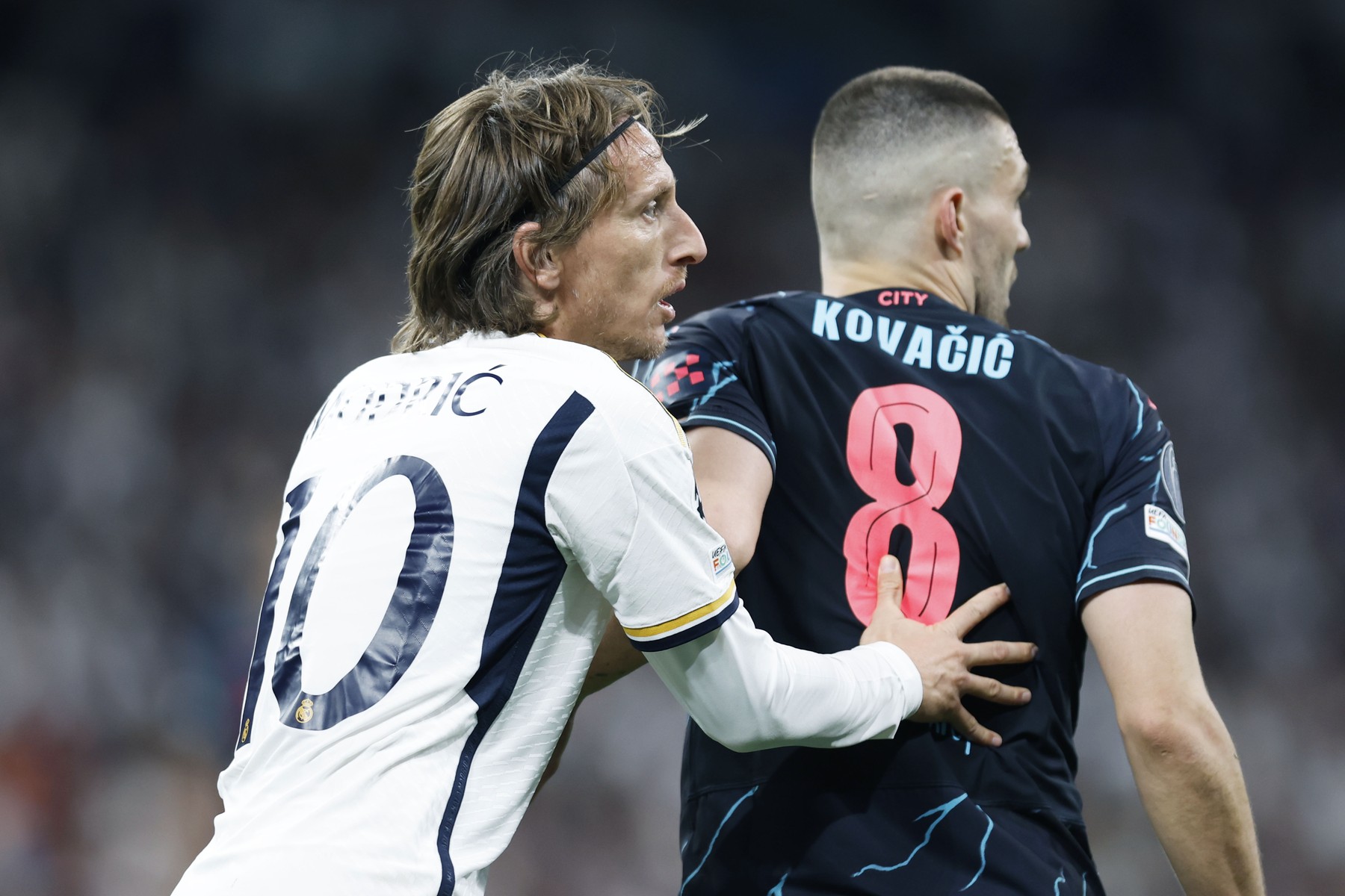 Luka Modric (Real), Mateo Kovacic (Man.C), APRIL 9, 2024 - Football / Soccer : UEFA Champions League round of 8 1st leg match between Real Madrid 3-3 Manchester City  at Estadio Santiago Bernabeu in Madrid, Spain. (Photo by D.Nakashima/AFLO),Image: 865153372, License: Rights-managed, Restrictions: No third party sales, Model Release: no, Credit line: DAISUKE Nakashima / AFLO / Profimedia