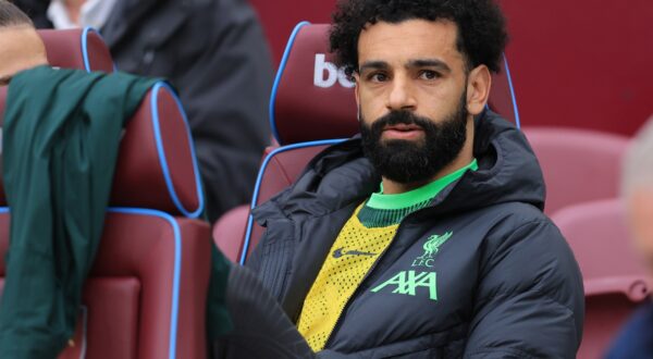 April 27, 2024, London: London, England, 27th April 2024. Mohamed Salah of Liverpool sits on the subs bench during the Premier League match at the London Stadium, London.,Image: 868343791, License: Rights-managed, Restrictions: * United Kingdom Rights OUT *, Model Release: no, Credit line: Paul Terry / Zuma Press / Profimedia