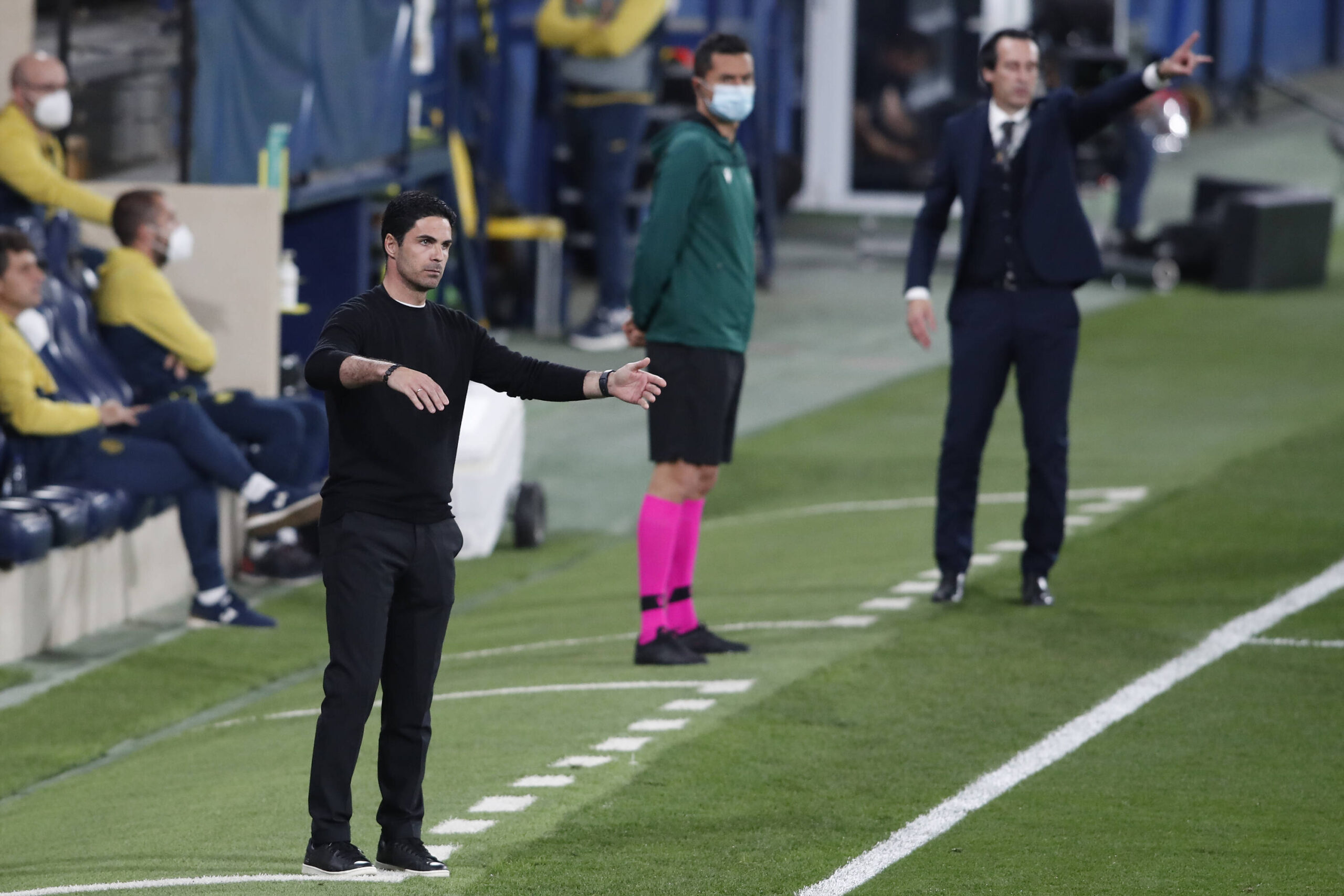 ESP: Villarreal CF - Arsenal FC. UEFA Europa League, Semifinal Arsenal FC head coach Mikel Arteta and Villarreal CF head coach Unai Emery during the UEFA Europa League match, Semifinal, between Villarreal CF and Arsenal FC played at La Ceramica Stadium on April 29, 2021 in Villarreal, Spain. Copyright: xOmarxArnaux/xPRESSINPHOTOx OA_210429_026