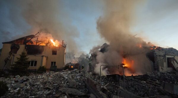 epa11330779 Ukrainian rescuers work to extinguish a fire at the site of an overnight missile strike on private buildings in Kharkiv, northeastern Ukraine, 10 May 2024, amid the Russian invasion. Kharkiv was hit by an S-300 missile at night, Mayor Ihor Terekhov wrote on telegram. At least two people, a 11-year-old child and a 72-year-old woman, were injured in the attack, according to the head of the Kharkiv Regional Military Administration, Oleg Synegubov. Russian troops entered Ukrainian territory on 24 February 2022, starting a conflict that has provoked destruction and a humanitarian crisis.  EPA/SERGEY KOZLOV