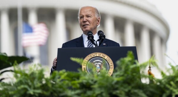epa11342858 US President Joe Biden speaks during the National Peace Officersâ€™ Memorial Service at the U.S. Capitol in Washington, DC, USA, 15 May 2024.  EPA/BONNIE CASH / POOL