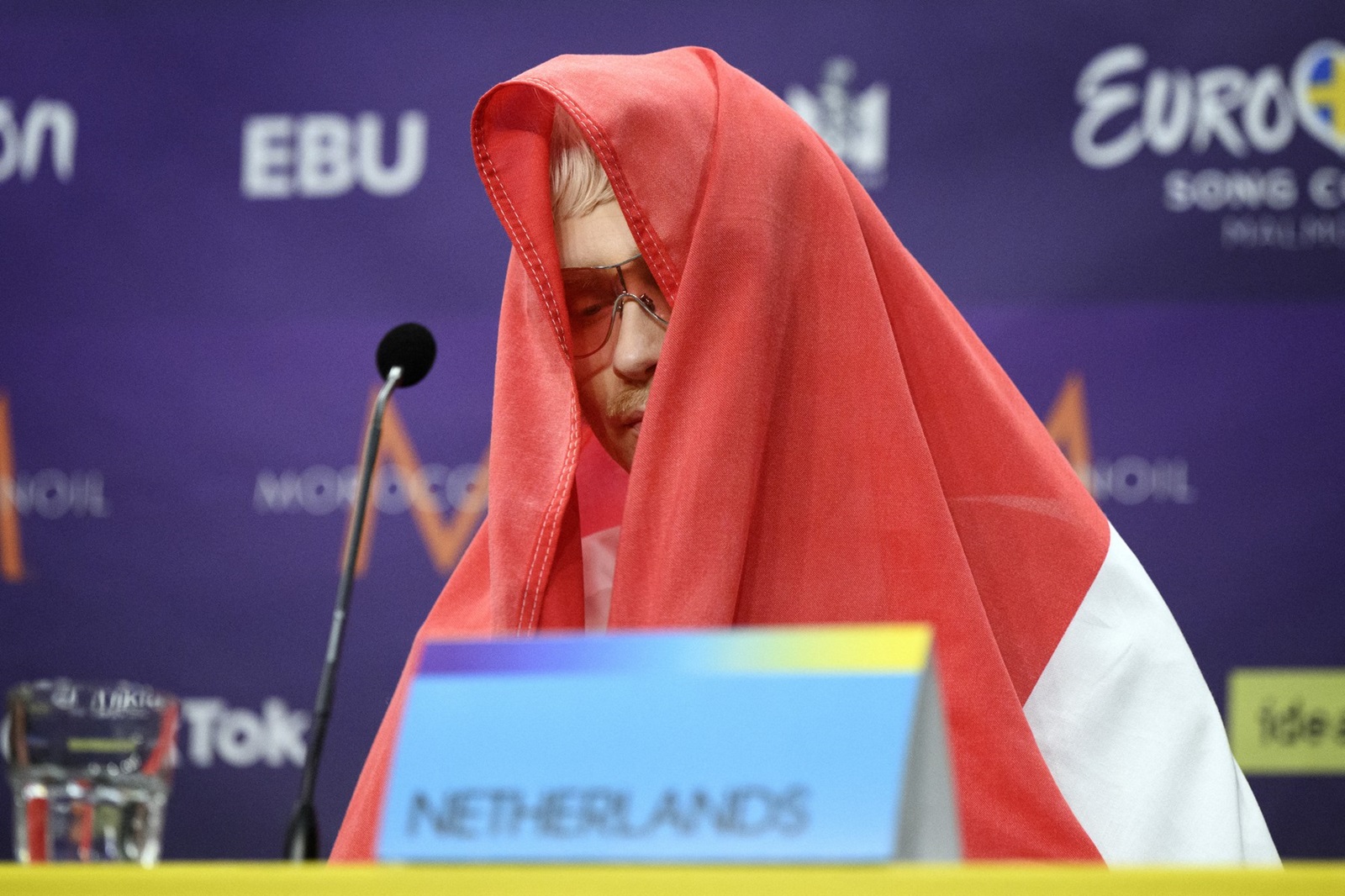 Joost Klein representing the Netherlands with the song "Europapa" attends a press conference with the entries that advanced to the final after the second semi-final of the 68th edition of the Eurovision Song Contest (ESC) at the Malmo Arena, in Malmo, Sweden, on May 9, 2024. Dutch contestant Joost Klein was dropped from the Eurovision final just hours before the event following an incident unlinked to the controversy over Israel's participation amid the Gaza war.,Image: 871958384, License: Rights-managed, Restrictions: Sweden OUT, Model Release: no, Credit line: Jessica Gow/TT / AFP / Profimedia