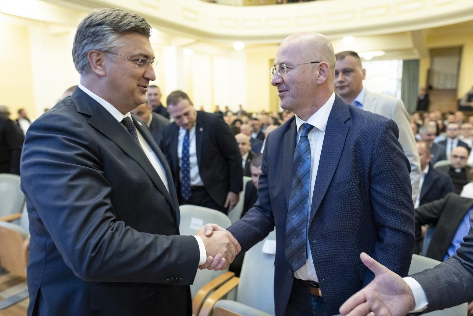 03.05.2024., Vukovar - Predsjednik Vlade Andrej Plenkovic sudjelovao je na svecanoj sjednici Gradskog vijeca Grada Vukovara u povodu obiljezavanja Dana grada. Photo: Davor Javorovic/PIXSELL