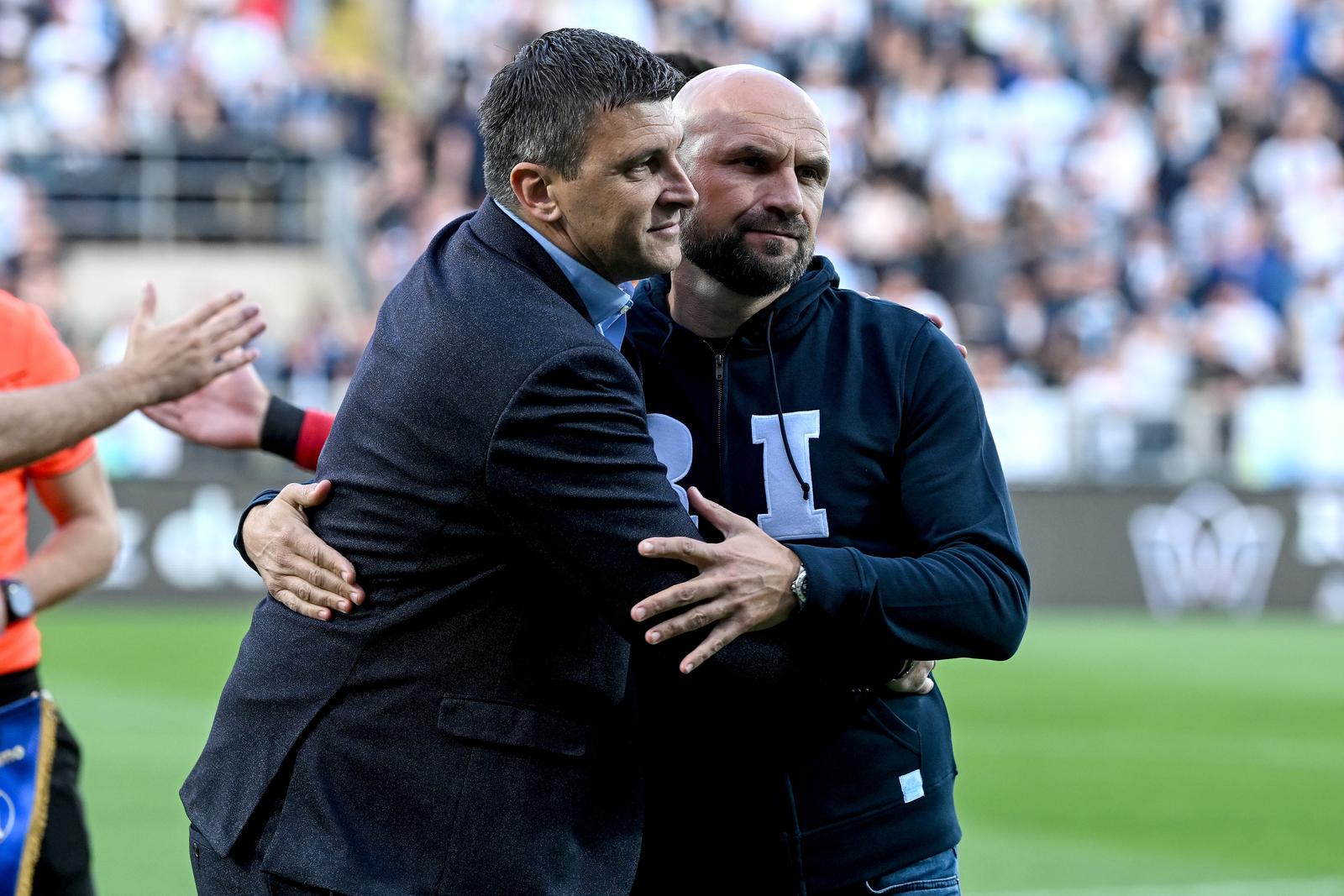 05.05.2024., stadion HNK Rijeka, Rijeka - SuperSport HNL, 33. kolo, HNK Rijeka - GNK Dinamo. trener Dinama Sergej Jakitovic, trener Rijeke Zeljko Sopic Photo: Marko Lukunic/PIXSELL