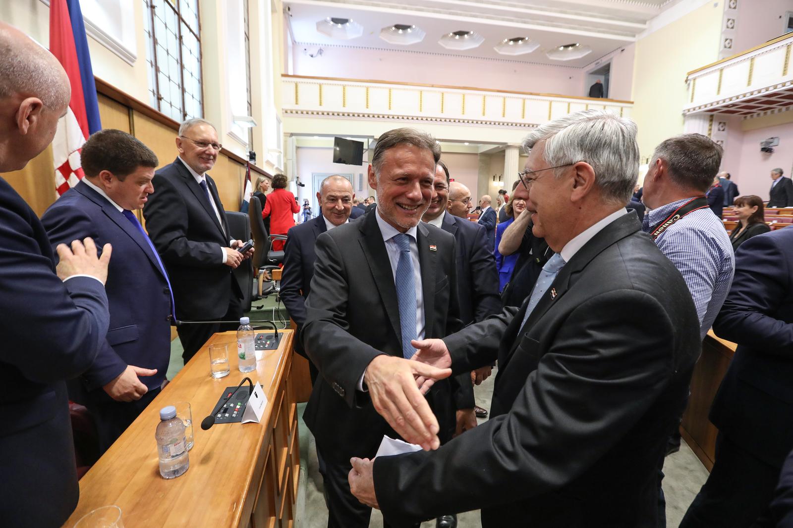 16.05.2024., Zagreb - Prvo zasjedanje Hrvatskog sabora u 11. sazivu. Gordan Jandrokovic, Zeljko Reiner Photo: Robert Anic/PIXSELL