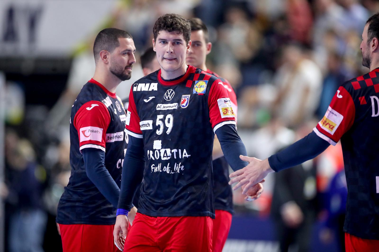 22.01.2024., Lanxess Arena, Koeln, Njemacka - EHF Europsko prvenstvo u rukometu 2024. u Njemackoj. Drugi krug, skupina 1, Hrvatska - Island. Luka Lovre Klarica. Photo: Sanjin Strukic/PIXSELL