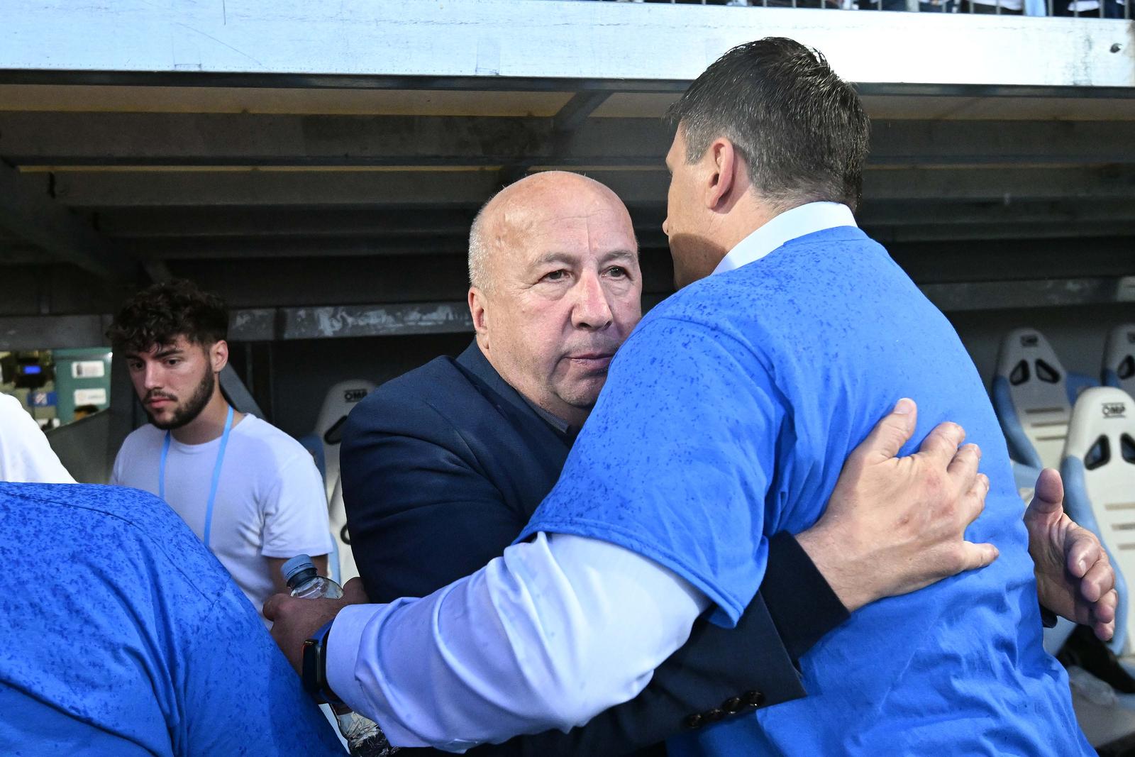 22.05.2024., stadion Rujevica, Rijeka - Uzvratna utakmica finala SuperSport Hrvatskog nogometnog kupa, HNK Rijeka - GNK Dinamo. Velimir Zajec, Sergej Jakirovic Photo: Photo: Marko Lukunic/PIXSELL