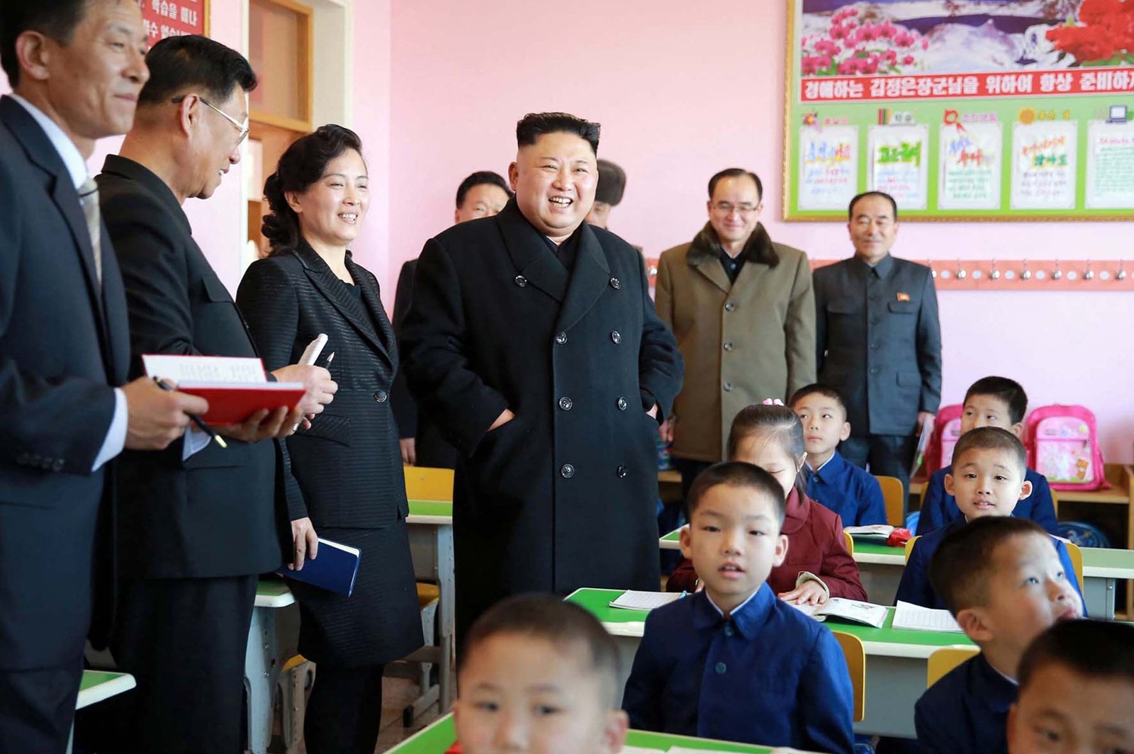 This undated picture released by North Korean news agency, KCNA (Korean Central News Agency) on February 2, 2017 shows North Korean leader Kim Jong-Un (C) visiting newly built Pyongyang Orphans' Primary School. REPUBLIC OF KOREA OUT ---EDITORS NOTE--- RESTRICTED TO EDITORIAL USE - MANDATORY CREDIT ",Image: 314874946, License: Rights-managed, Restrictions: REPUBLIC OF KOREA OUT ---EDITORS NOTE--- RESTRICTED TO EDITORIAL USE - MANDATORY CREDIT "AFP PHOTO / KCNA VIA KNS" - NO MARKETING NO ADVERTISING CAMPAIGNS - DISTRIBUTED AS A SERVICE TO CLIENTS, ***
HANDOUT image or SOCIAL MEDIA IMAGE or FILMSTILL for EDITORIAL USE ONLY! * Please note: Fees charged by Profimedia are for the Profimedia's services only, and do not, nor are they intended to, convey to the user any ownership of Copyright or License in the material. Profimedia does not claim any ownership including but not limited to Copyright or License in the attached material. By publishing this material you (the user) expressly agree to indemnify and to hold Profimedia and its directors, shareholders and employees harmless from any loss, claims, damages, demands, expenses (including legal fees), or any causes of action or allegation against Profimedia arising out of or connected in any way with publication of the material. Profimedia does not claim any copyright or license in the attached materials. Any downloading fees charged by Profimedia are for Profimedia's services only. * Handling Fee Only 
***, Model Release: no, Credit line: STR / AFP / Profimedia