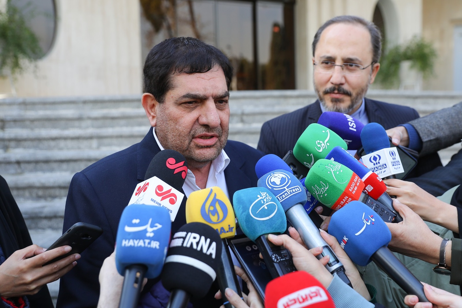 January 3, 2024, Tehran, Iran: Iranian First Vice President MOHAMMAD MOKHBER DEZFULI speaks to the media after a cabinet meeting in Tehran.,Image: 834025052, License: Rights-managed, Restrictions: , Model Release: no, Credit line: Iranian Presidency / Zuma Press / Profimedia