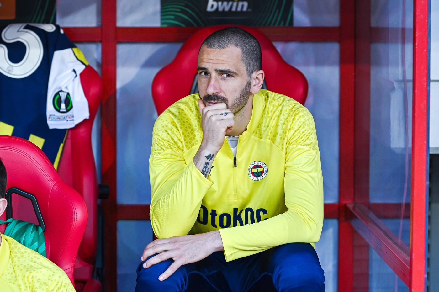 Leonardo Bonucci of Fenerbahce during the UEFA Conference League, Quarter-finals, 1st leg football match between Olympiacos Piraeus and Fenerbahce on April 11, 2024 at Georgios Karaiskakis Stadium in Piraeus, Greece - Photo Stefanos Kyriazis / LiveMedia / DPPI,Image: 864216180, License: Rights-managed, Restrictions: Hungary Out Italy Out, Model Release: no, Credit line: Stefanos Kyriazis / AFP / Profimedia