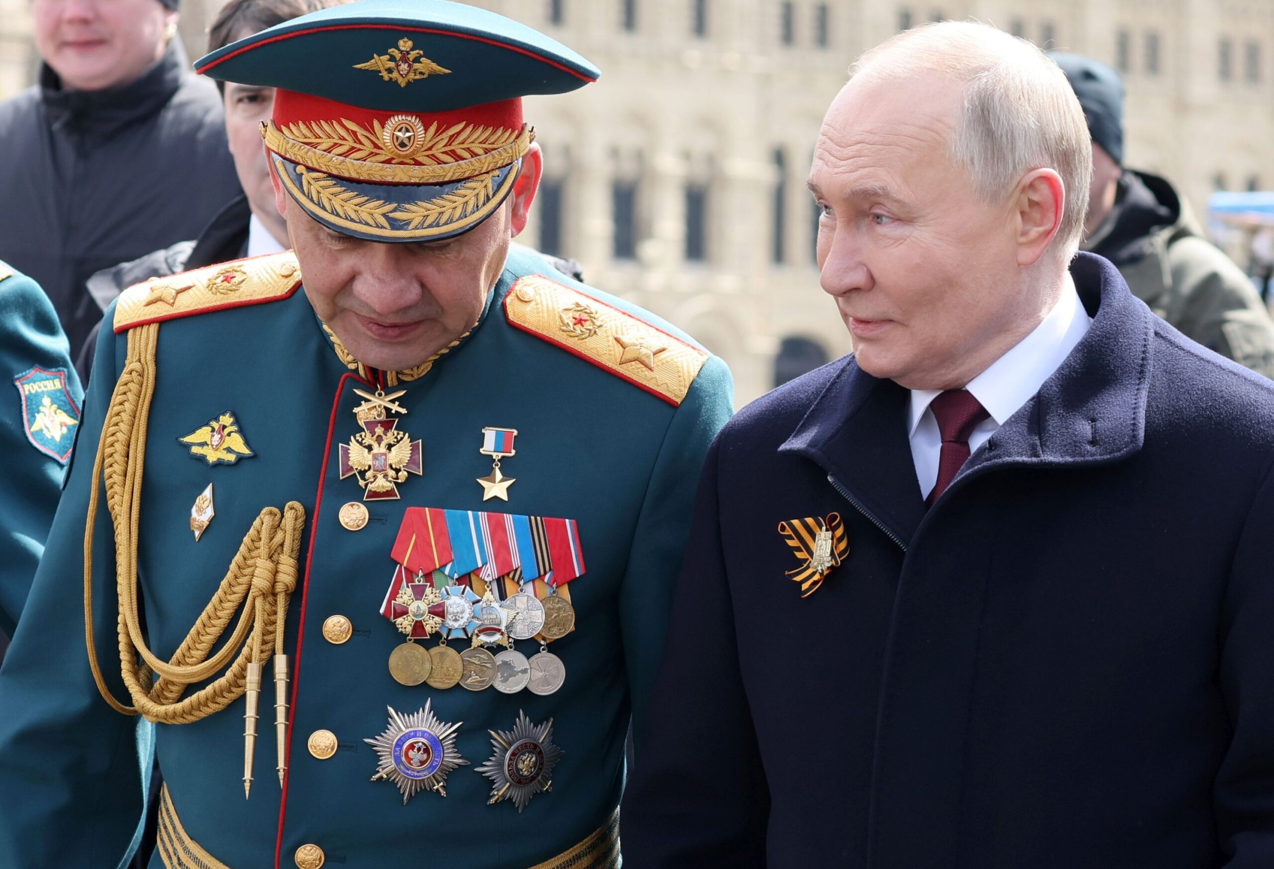 epa11335996 (FILE) - Russian President Vladimir Putin (R) with Defence Minister Sergei Shoigu (L) walk after a military parade on Victory Day, which marks the 79th anniversary of the victory over Nazi Germany in World War Two, in Red Square in Moscow, Russia, 09 May 2024 (reissued 12 May 2024). Shoigu is to be appointed Secretary of the Security Council of the Russian Federation, according to a decree signed by Russian President Putin, the Kremlin press service announced on 12 May 2024. Putin presented the Federation Council for consultations with the candidacy of Andrei Removich Belousov for the post of Minister of Defense and Sergei Lavrov for the post of head of the Ministry of Foreign Affairs, Russia's upper house of parliament said on telegram. The Federation Council is expected to meet on 14 May 2024 to hold consultations on the president's nominations. The reshuffle came as Putin started his fifth presidential term.  EPA/MIKHAEL KLIMENTYEV / SPUTNIK / KREMLIN POOL MANDATORY CREDIT